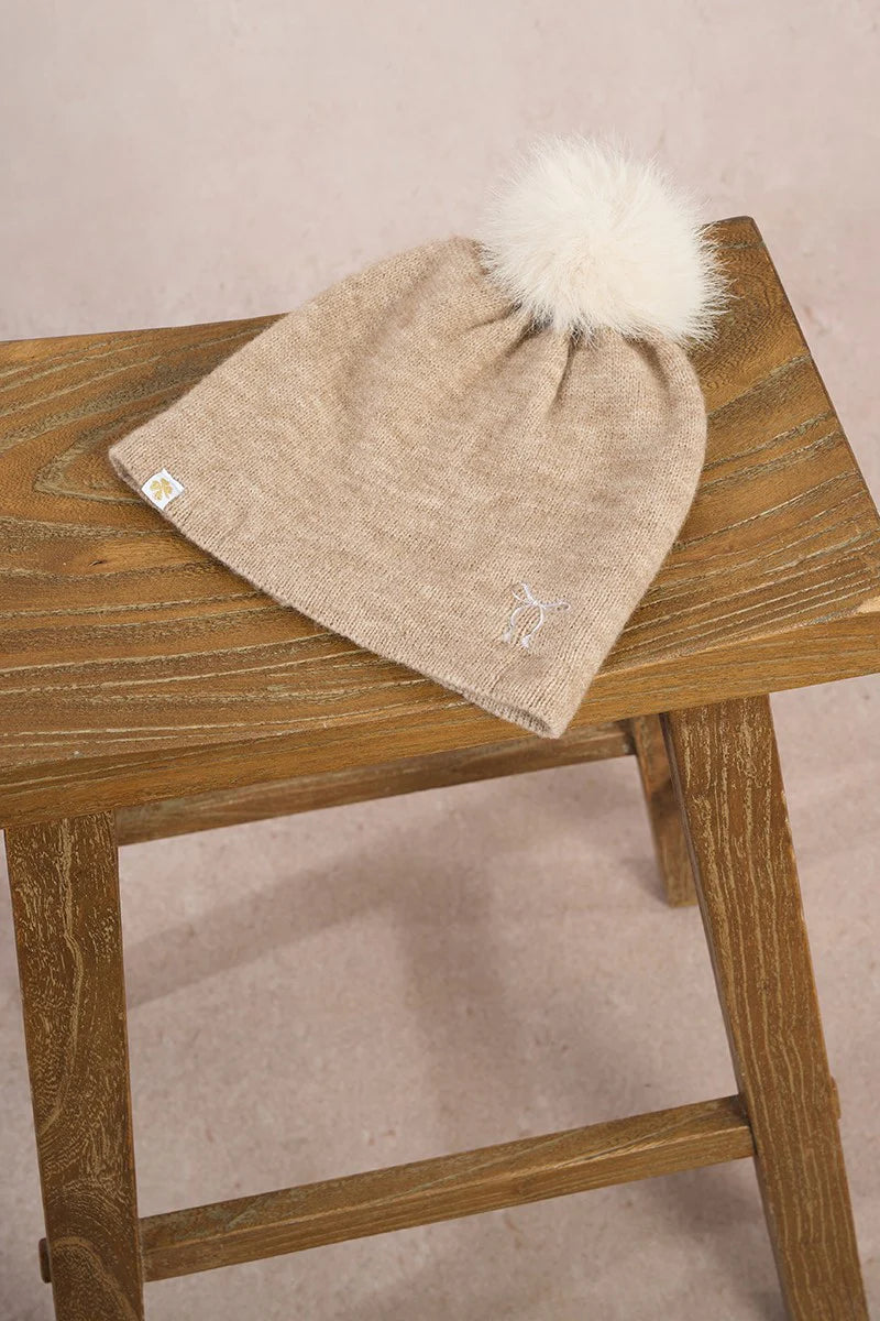 Pom Pom Knitted Hat - Two Colors