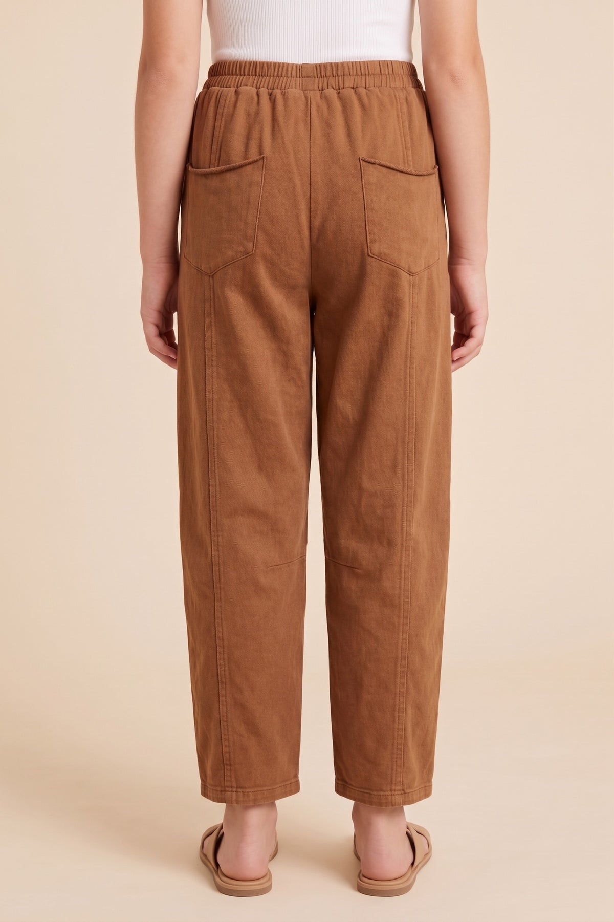 Garment Wash Raw Edge Relaxed Fit Pants