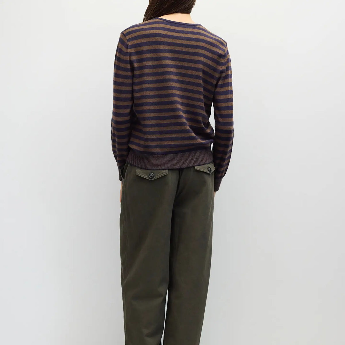 Henley Sweater - Navy/Brown