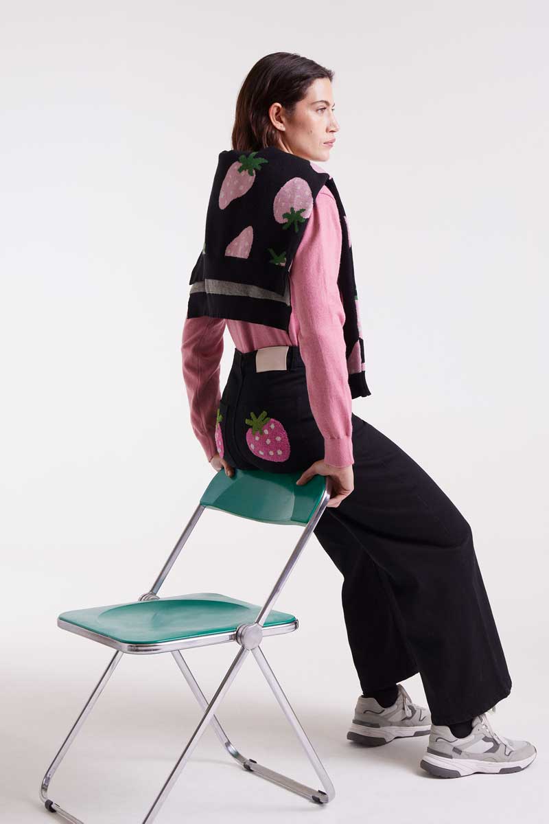 Strawberry Patch Pocket Black Denim
