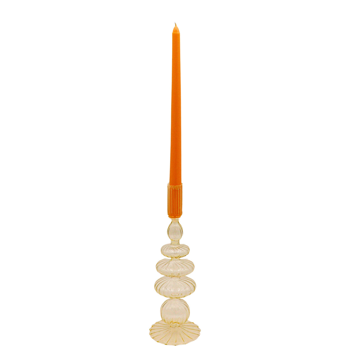 Buttercream Yellow Ribbed Candle Holder