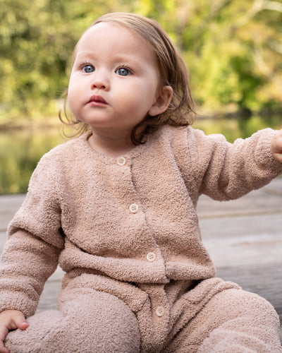 Long Sleeve Fuzzy Jumpsuit - Pecan