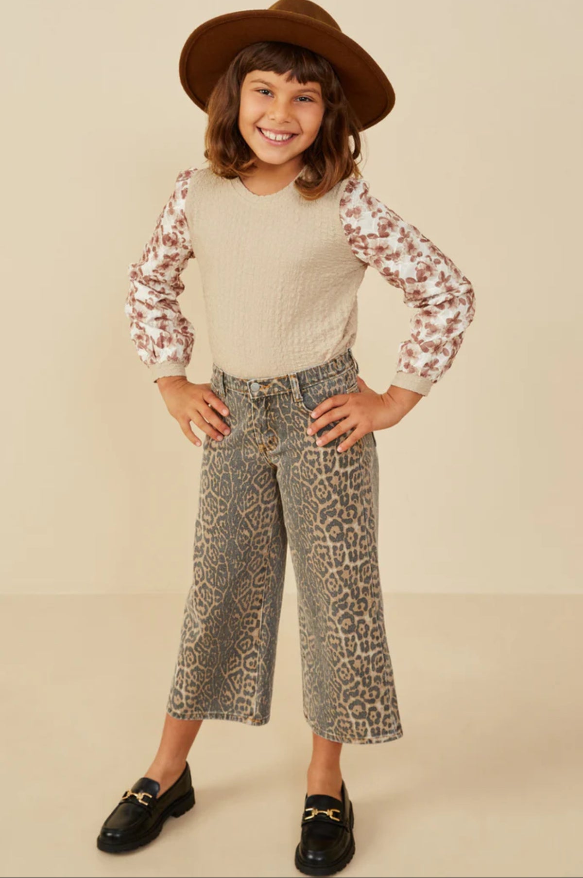 Washed Leopard Print Relaxed Fit Denim Jeans