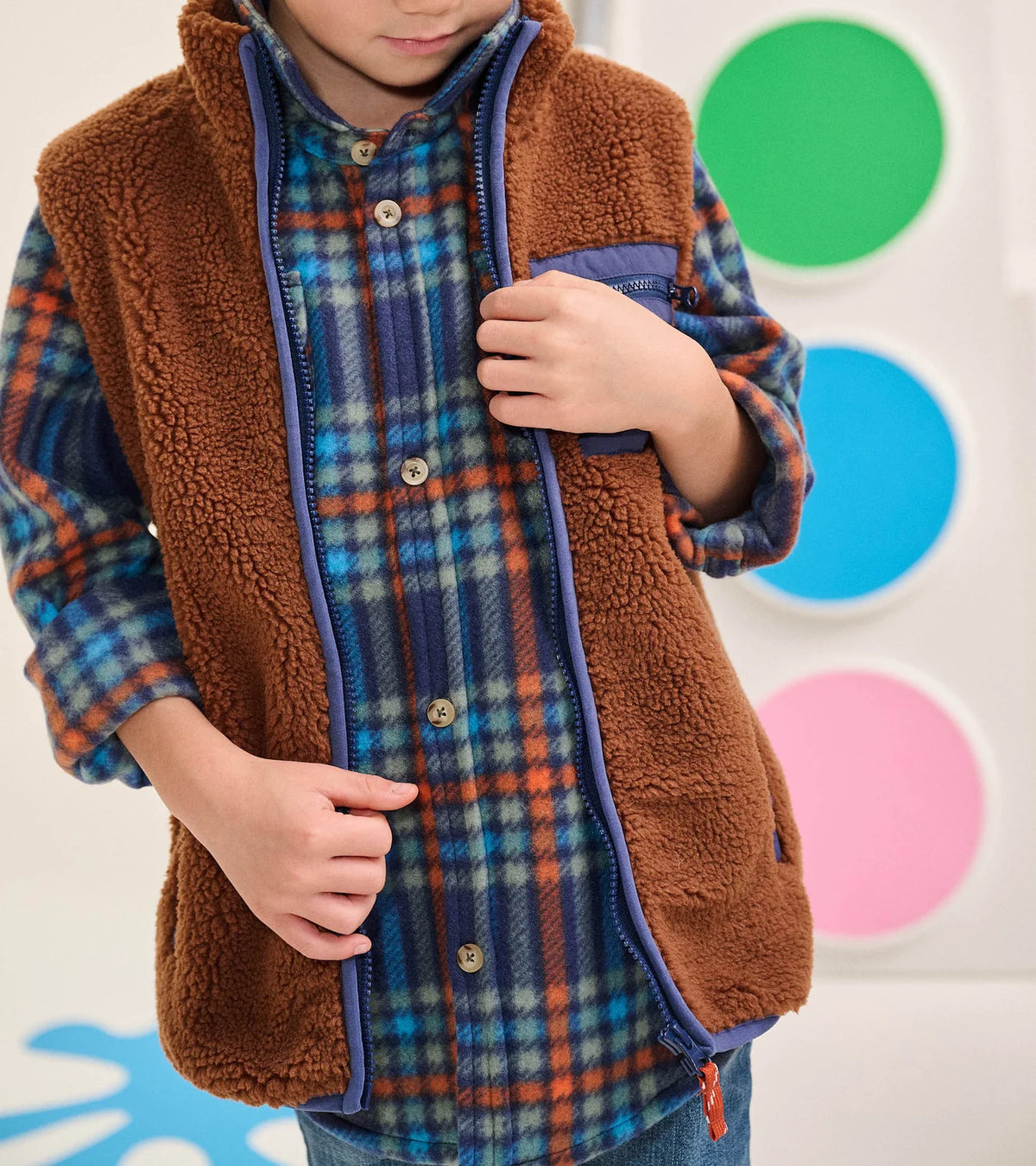 Tortoise Shell Faux Sherpa Vest