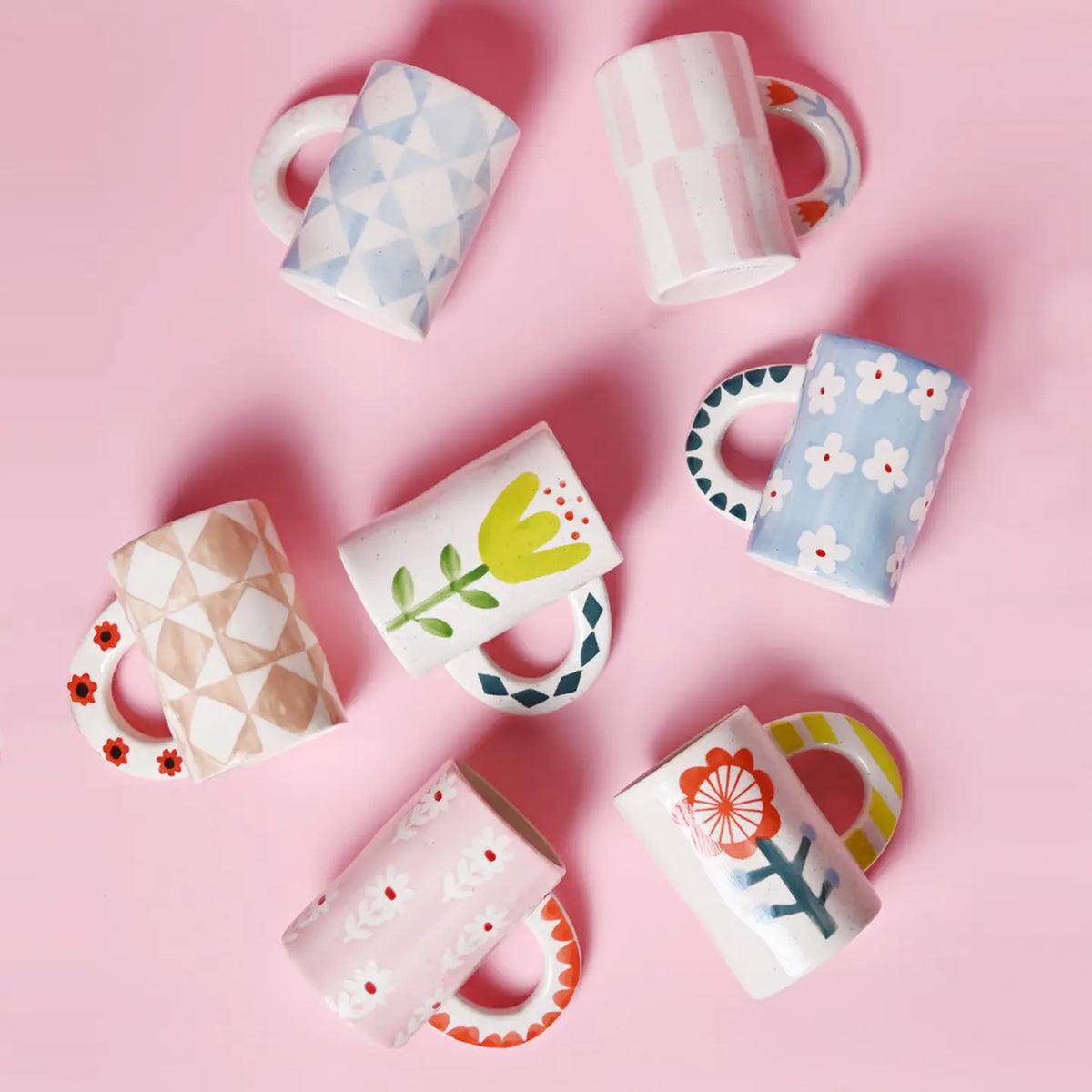 Ceramic Coffee Mug - Pink Stripe
