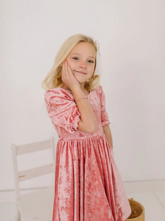 Velvet Pippa Dress - Pink