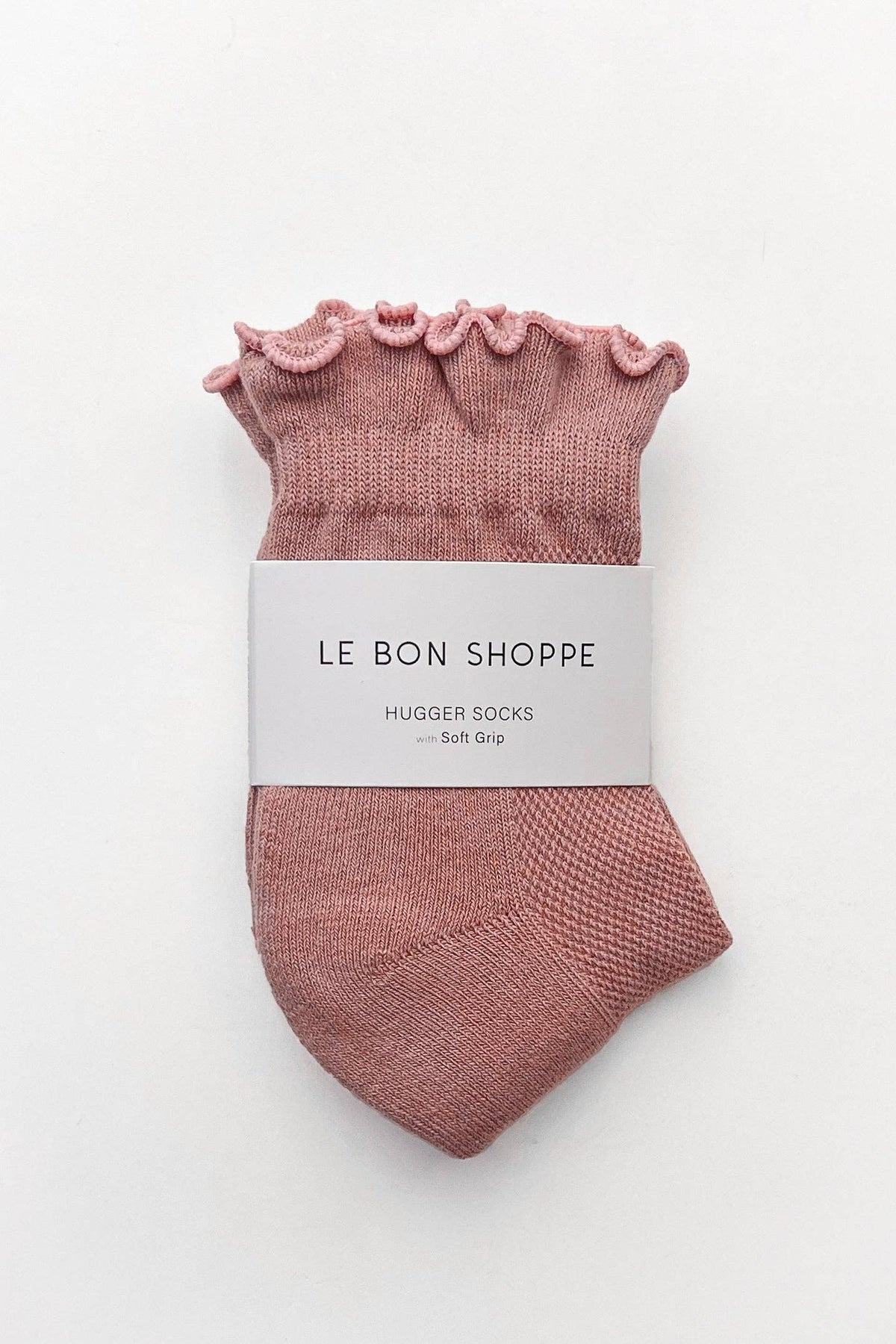 Ruffled Hugger Crew Socks VINTAGE PINK / BLACK