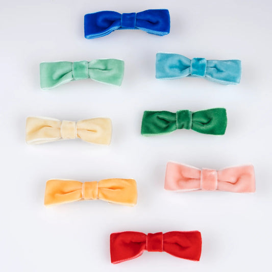 Pastel Velvet Mini Bow Clips