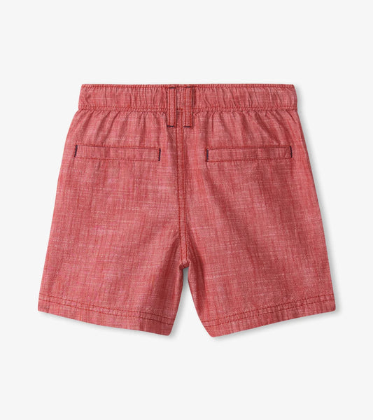Nautical Chambray Woven Shorts - Red