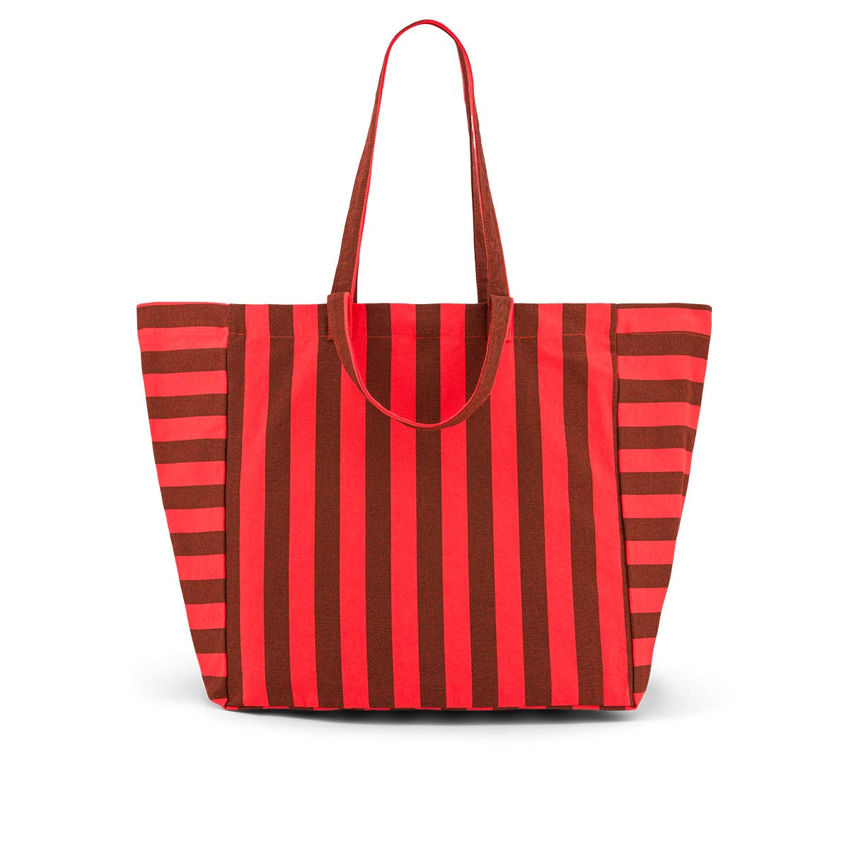 Elisa Tote Bag Stripes- Brown/Tomato