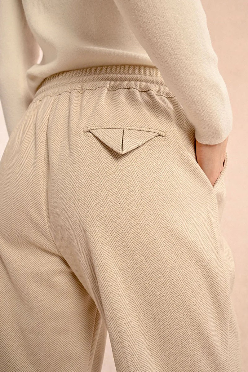 Herringbone Jogger Pants - Cream