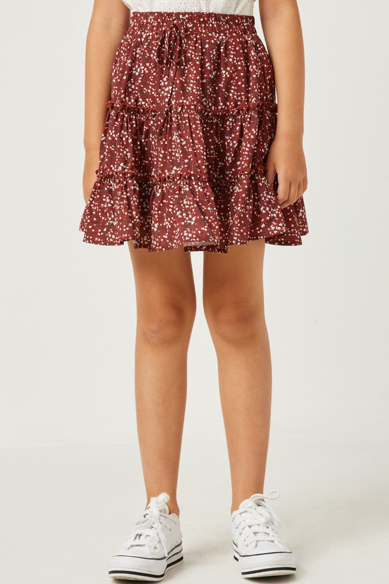 Ruffle Tier Drawstring Mini Skirt