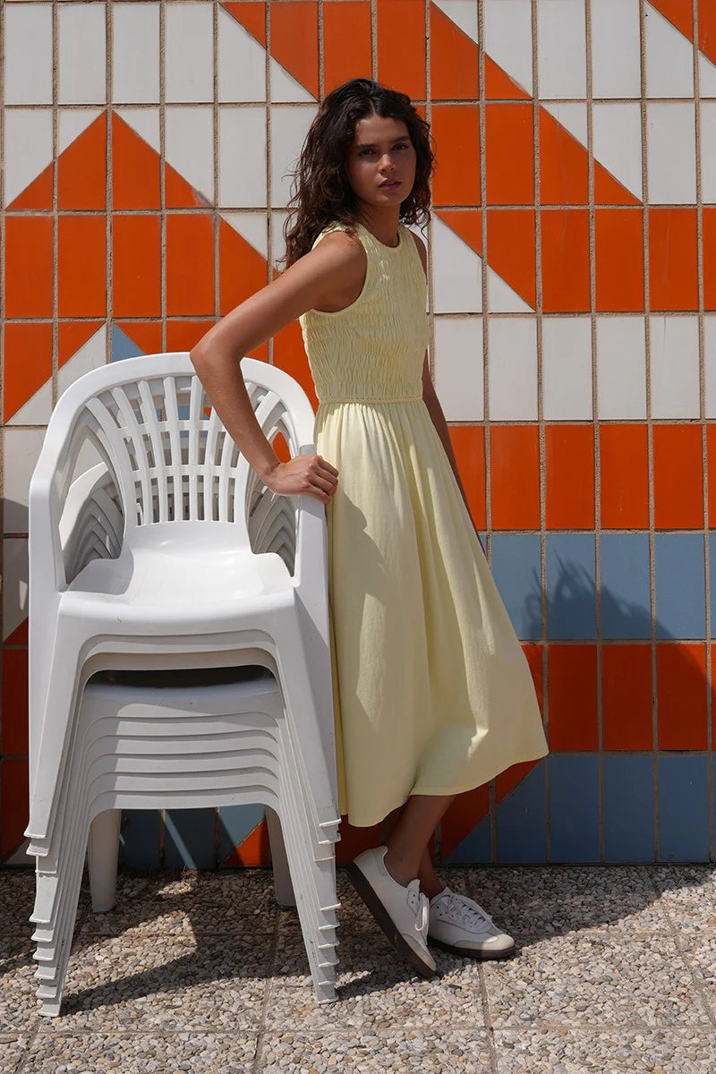 Cotton Smocked Dress - Butter