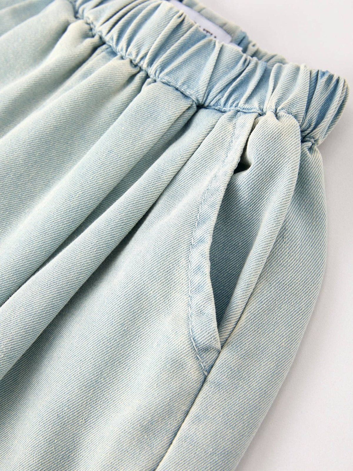 Summer Light Color Denim Lace Girls Set