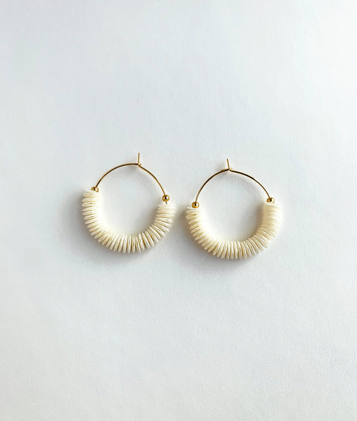 Pearlized White Sequin Hoops