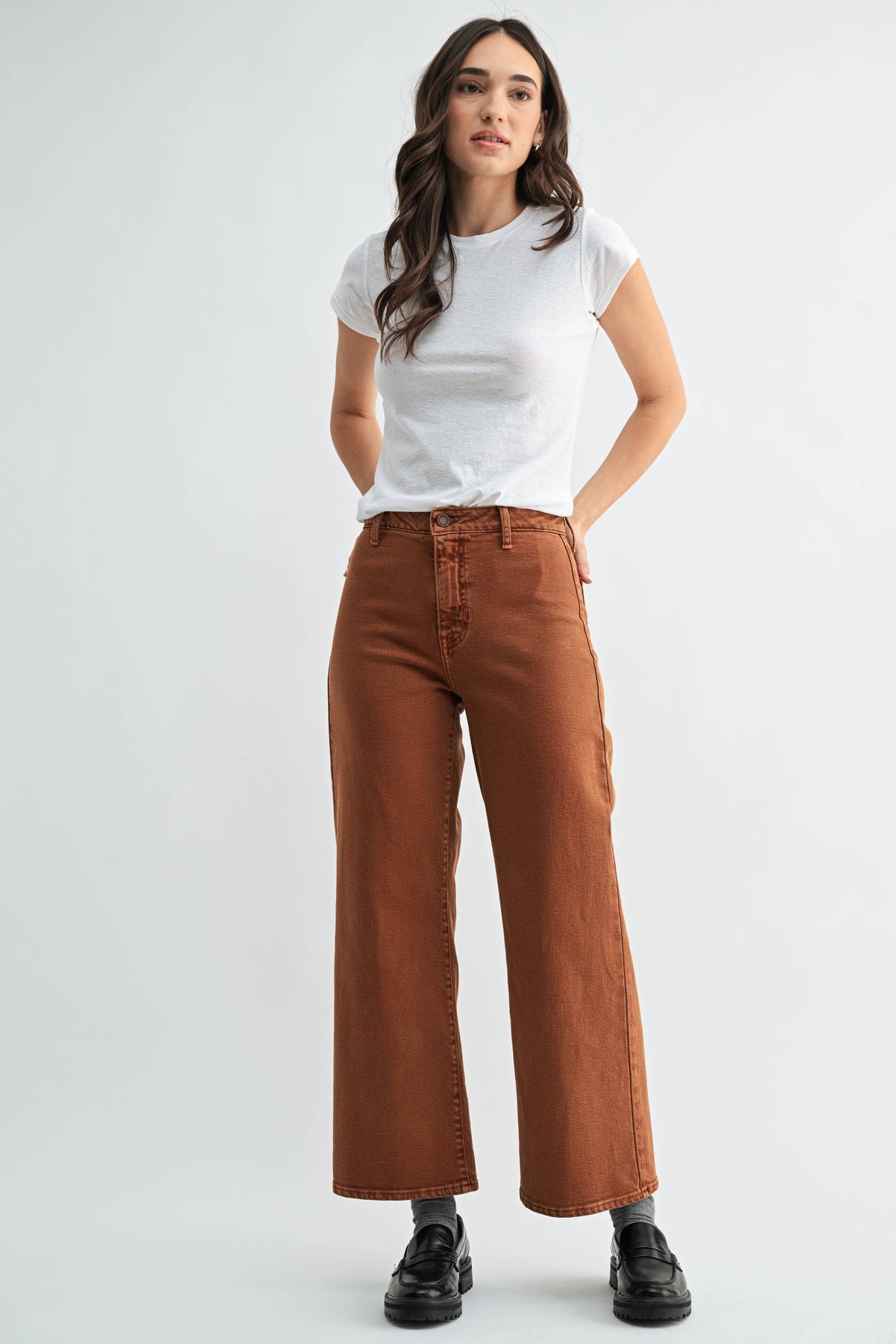 Trouser Wide Leg (Longer Length) - RUST BROWN