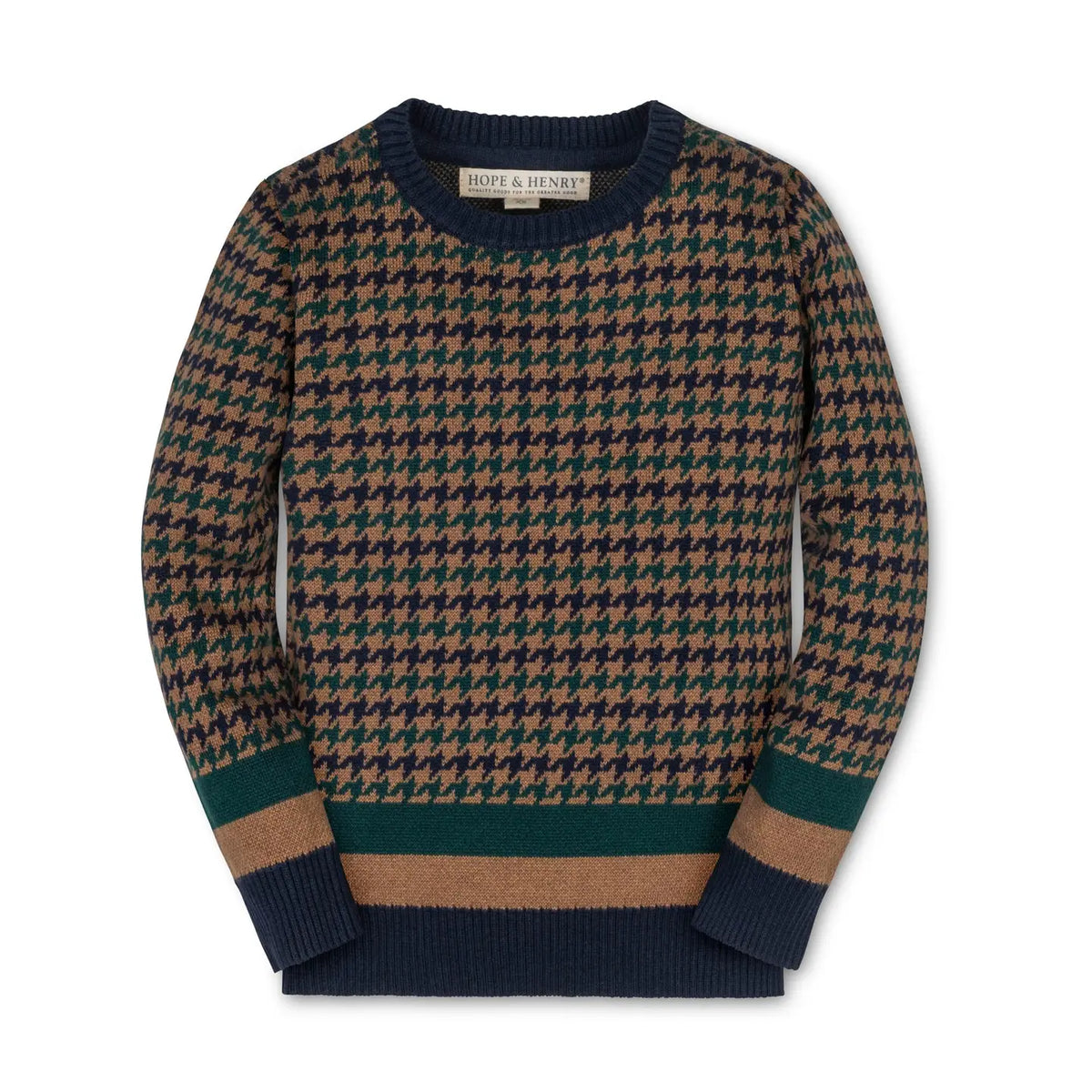 Organic Intarsia Crew Neck Sweater