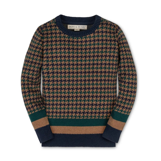 Organic Intarsia Crew Neck Sweater