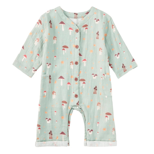 Muslin Patch Pocket Romper - Dreamcap Forest