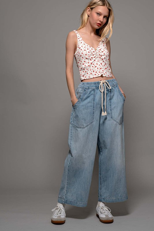 Coastal Breeze Wide-leg Denim Pants