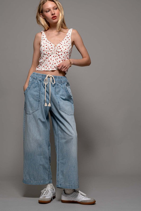Coastal Breeze Wide-leg Denim Pants