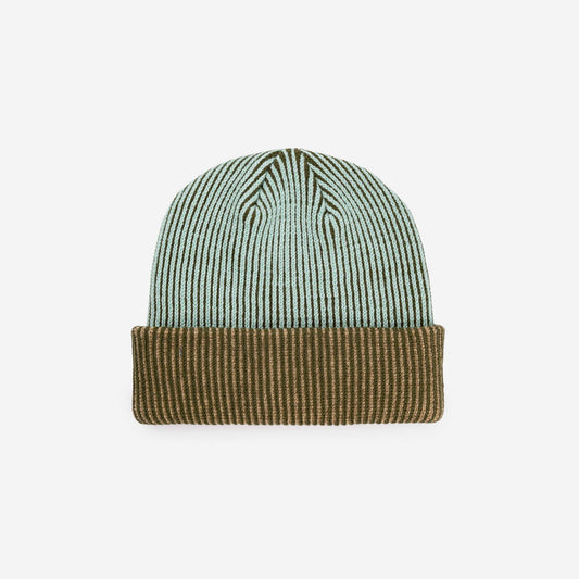 Pinstripe Plush Beanie - Moss