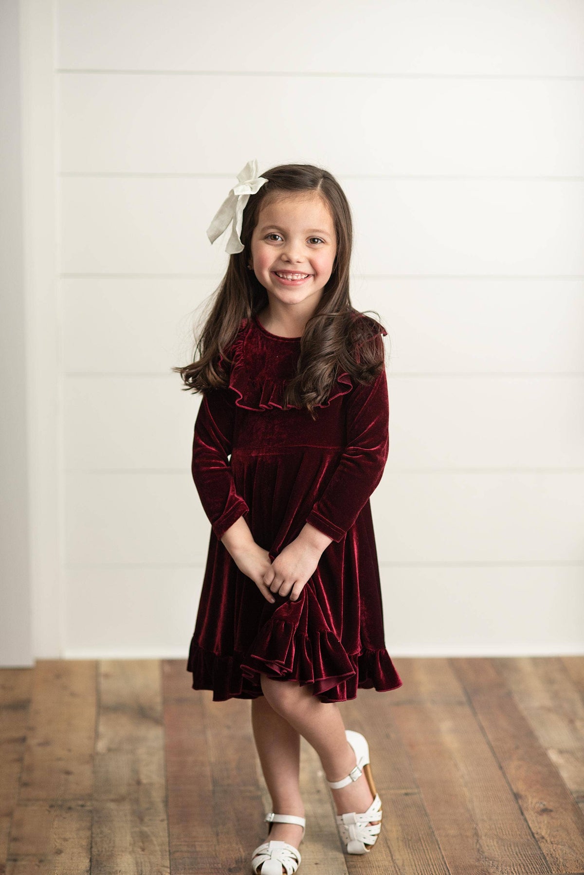 Kids Velvet Ruffle Winter Dress