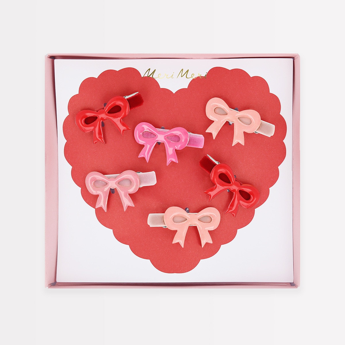 Valentine's Bow Hair Clips (x6)