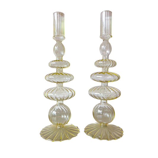 Buttercream Yellow Ribbed Candle Holder