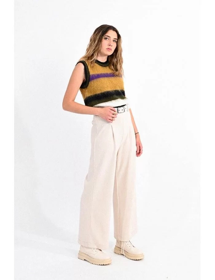 Wide Leg Pants - Cream