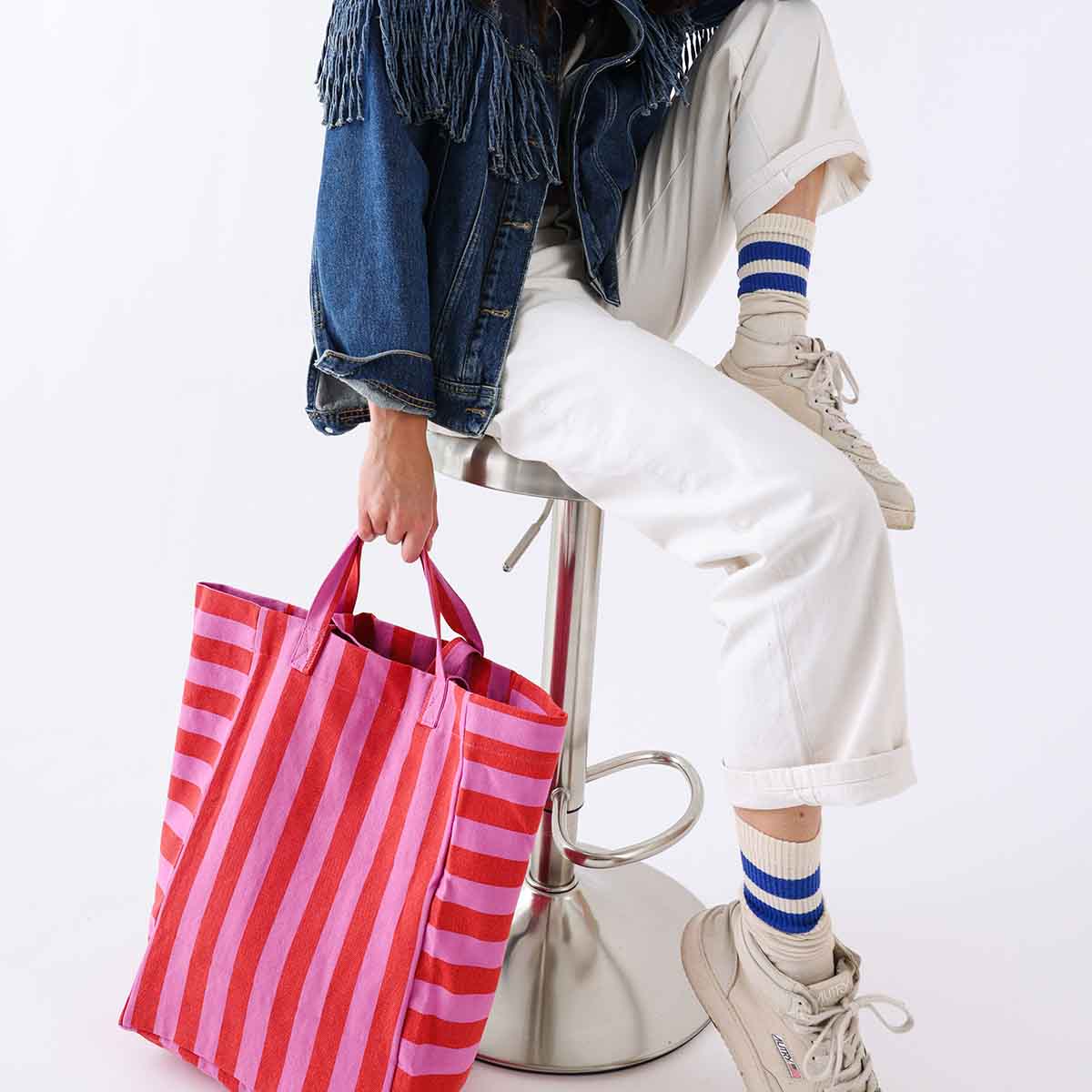 Elisabeth Tote Bag Stripes - Orchid/Tomato