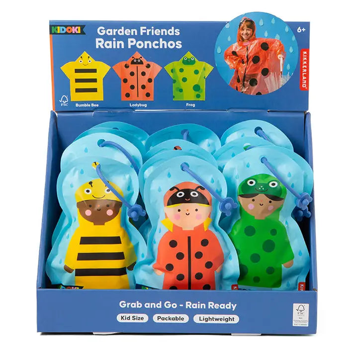 Kidoki Garden Friends Rain Ponchos - Three Designs
