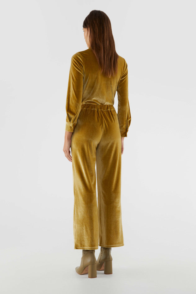 Velvet Stretch Pants - Gold