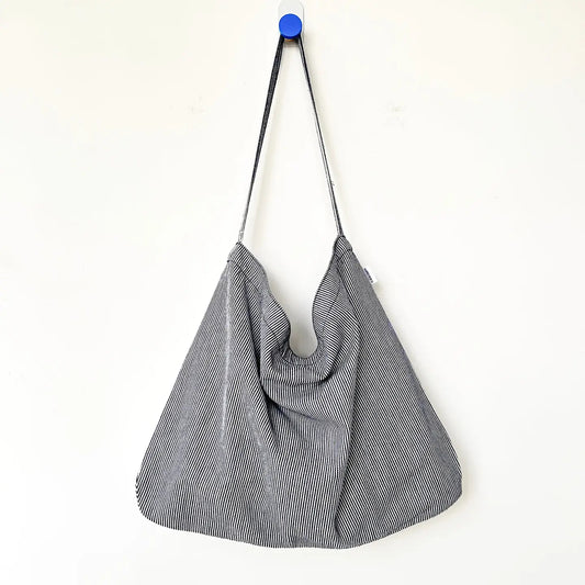 Happy Carry Canvas Tote Bag — Blue Stripe