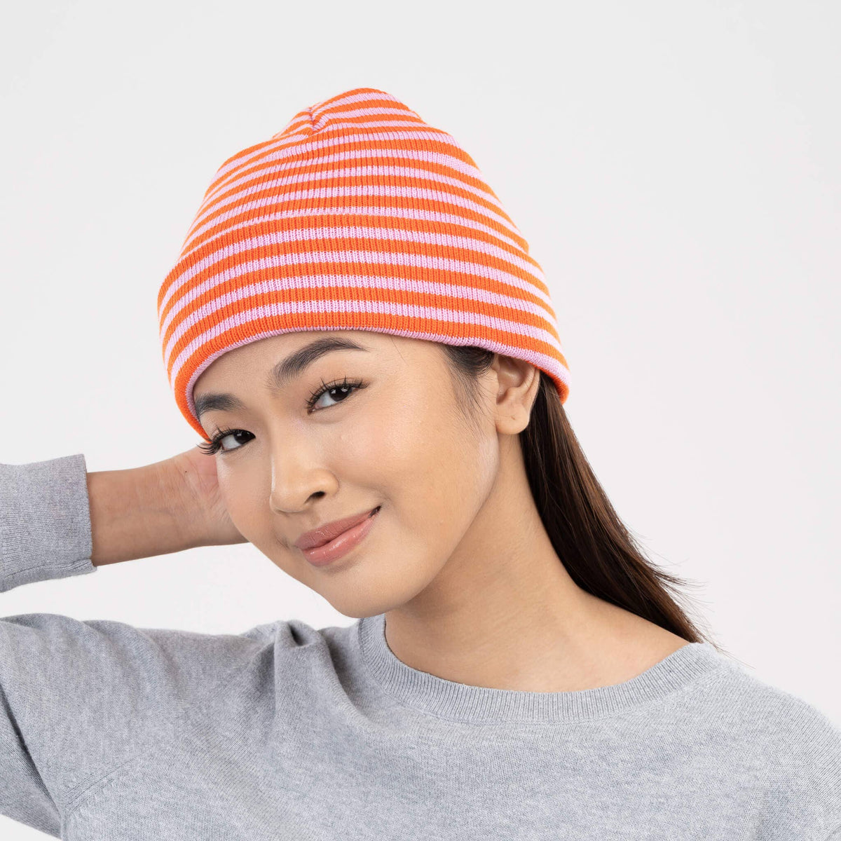 Simple Stripe Knit Beanie - Three Colors