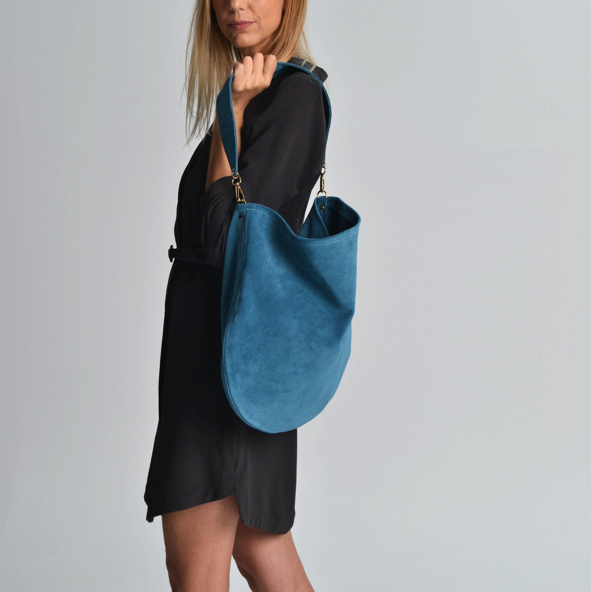 Anna Suede Crossbody Bag — Blue | Ana Koutsi