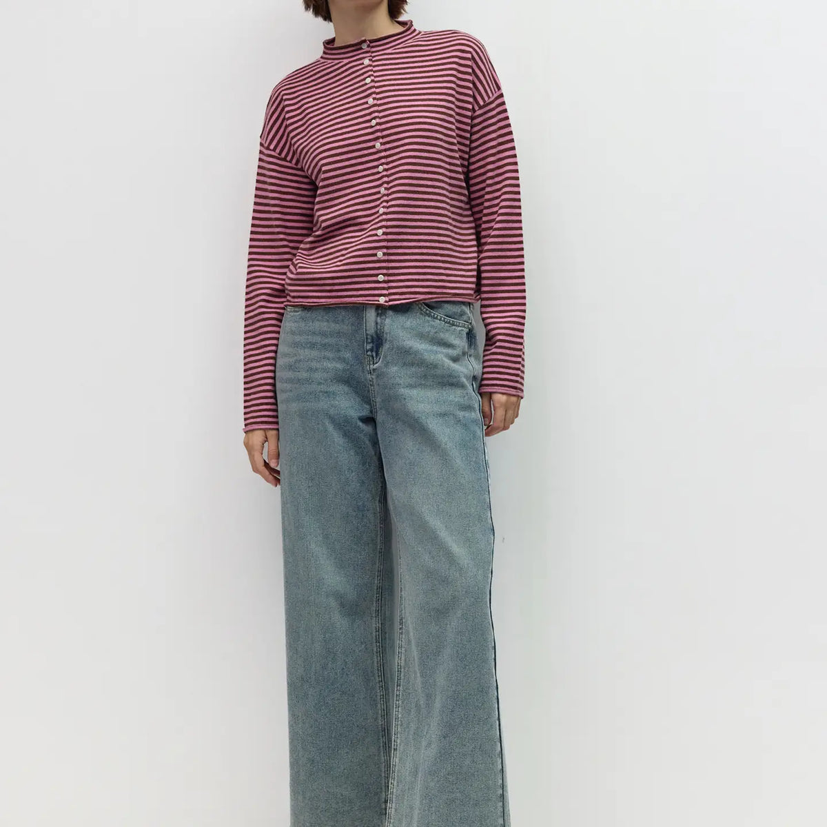 The Elisa Striped Cardigan - Brown/Lilac