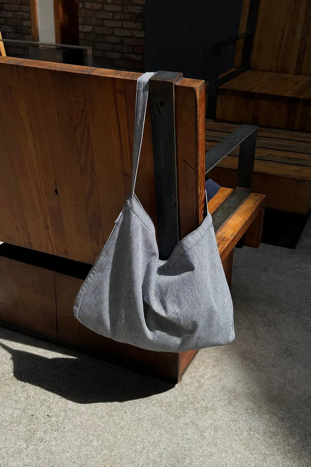 Happy Carry Canvas Tote Bag — Blue Stripe