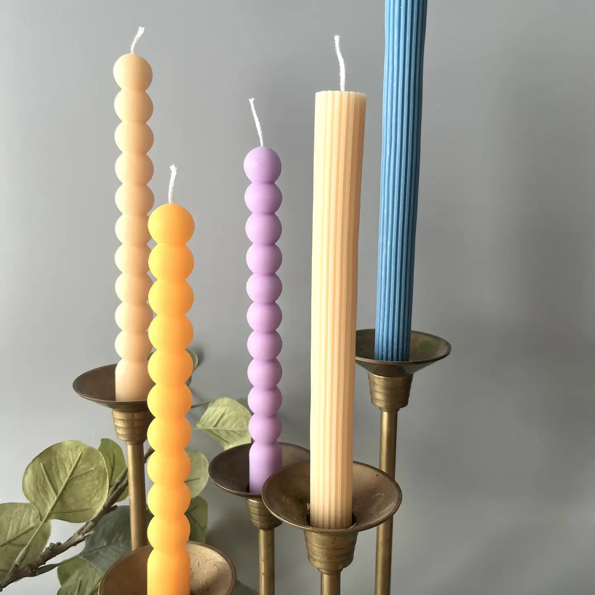 Lined Taper Candlesticks - Burgundy
