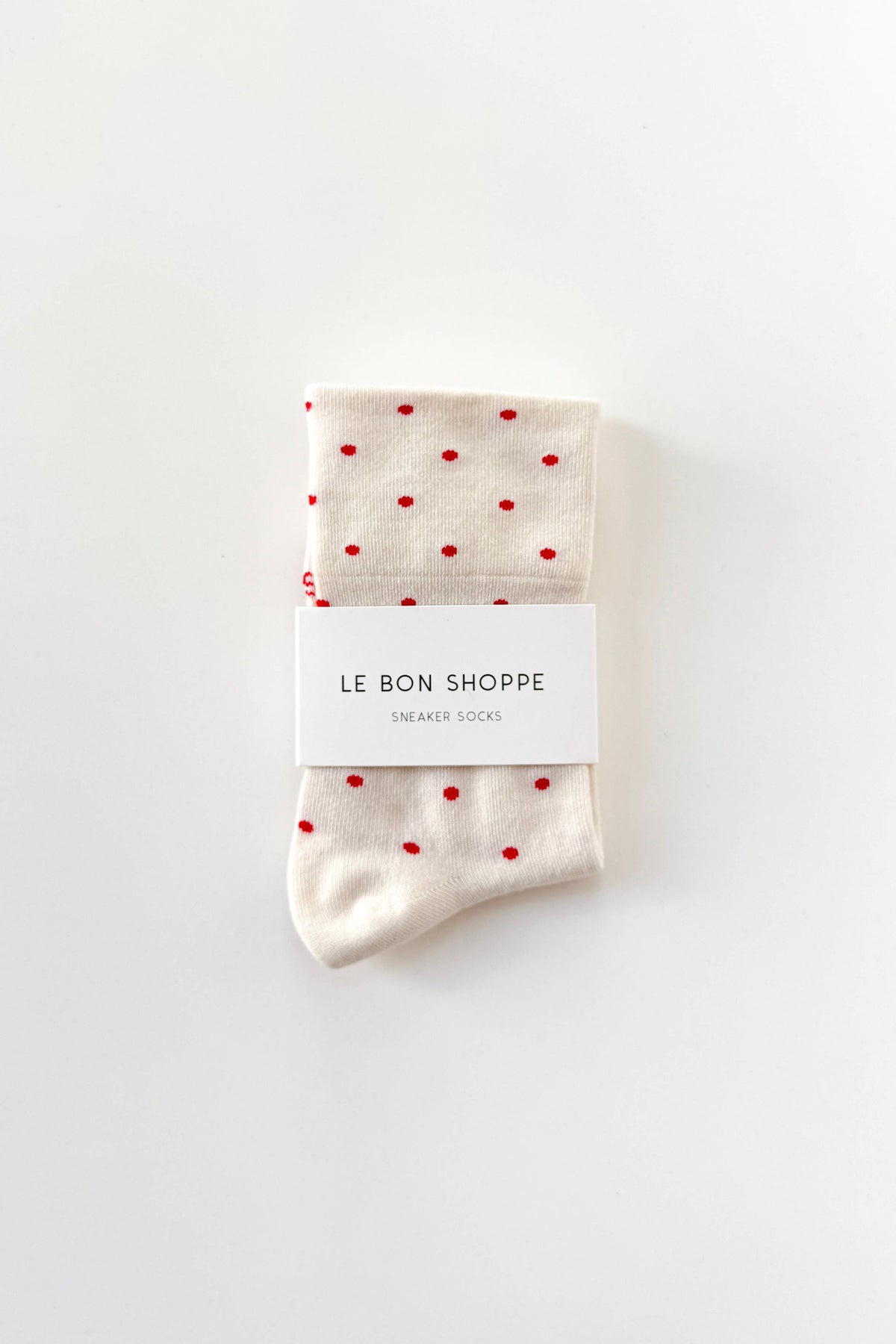 Polka Dot Sneaker Socks CREAM/RED