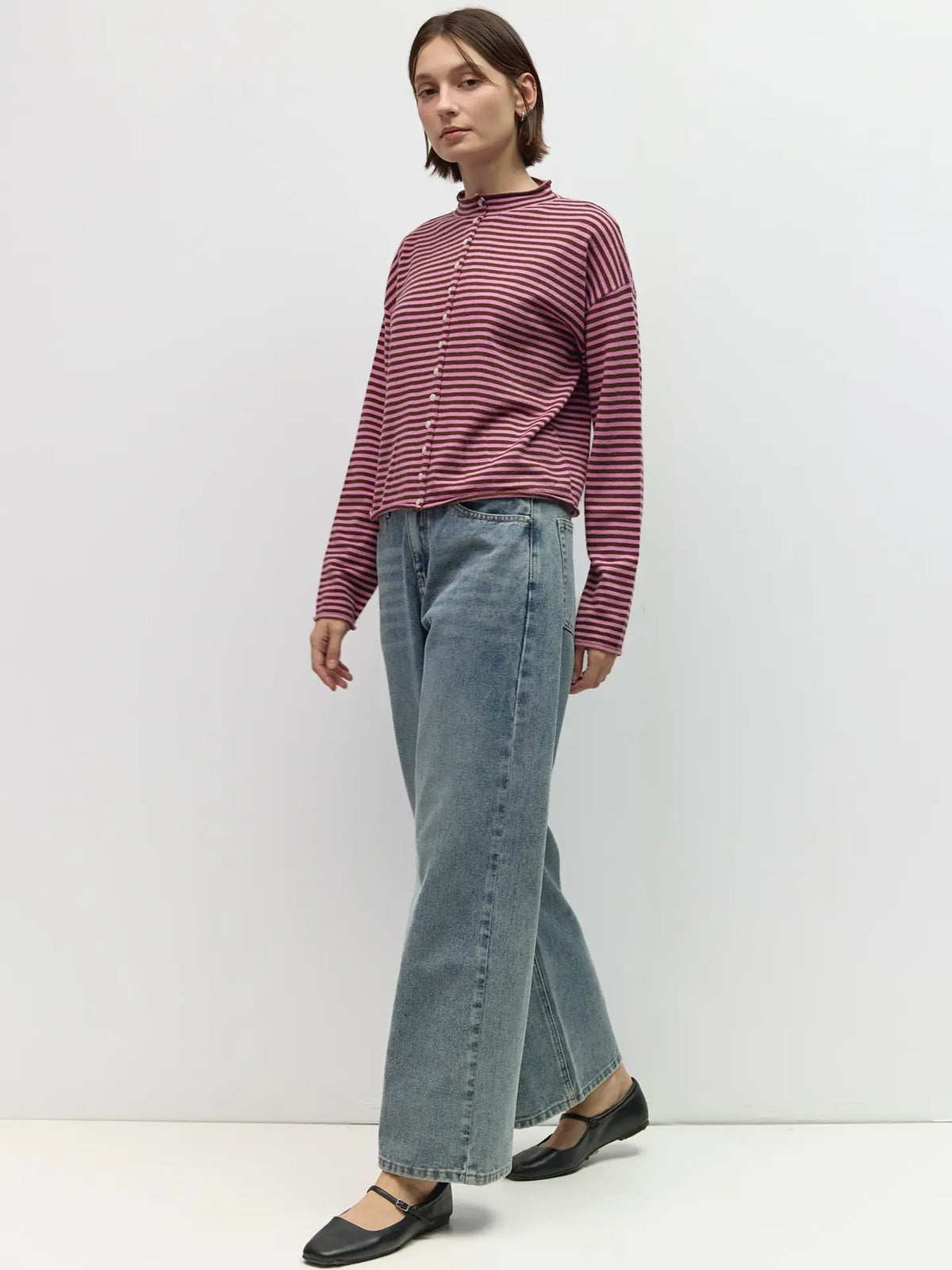 The Elisa Striped Cardigan - Brown/Lilac