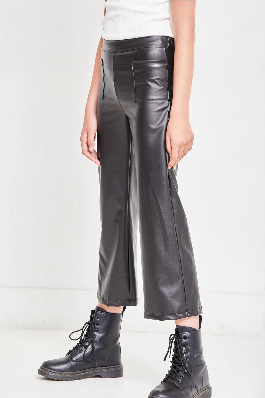 Faux Leather Wide Legs Pants