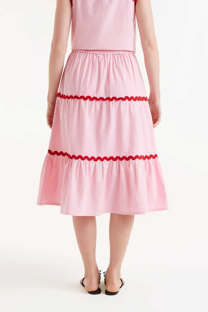 Pink Ric-Rac Midi Skirt
