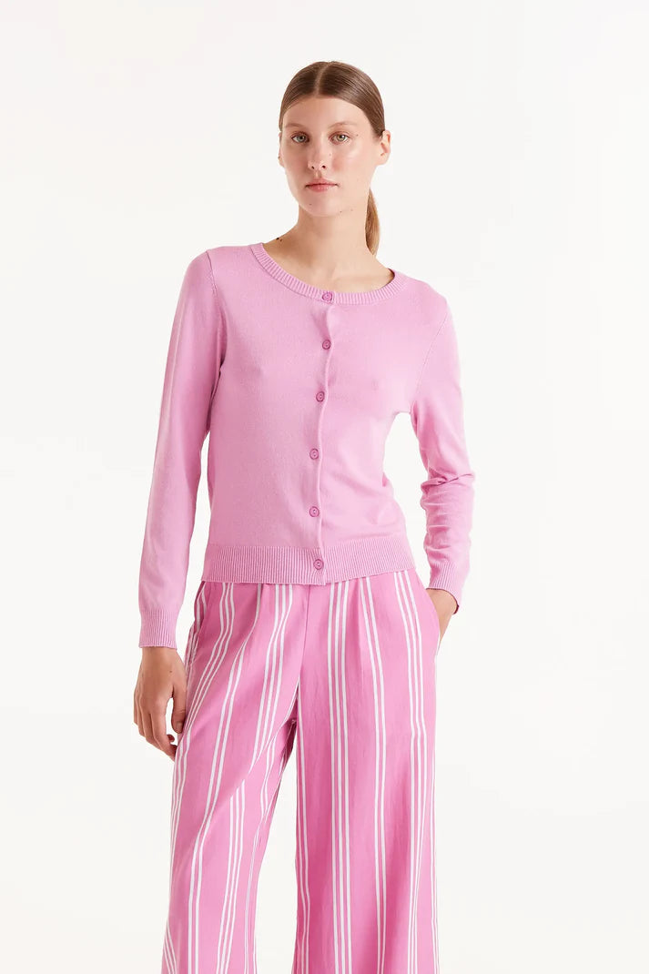 Fine Knit Cardigan - Pink