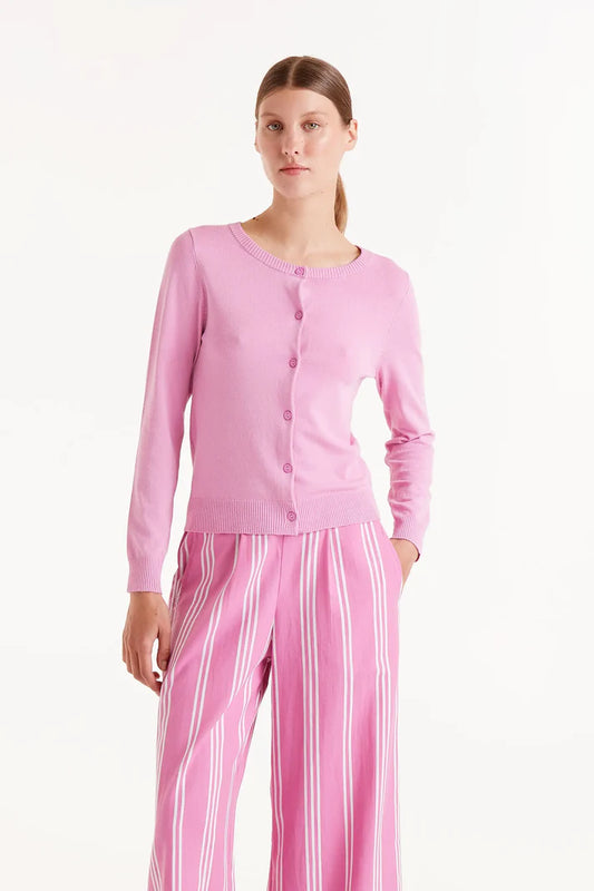 Fine Knit Cardigan - Pink