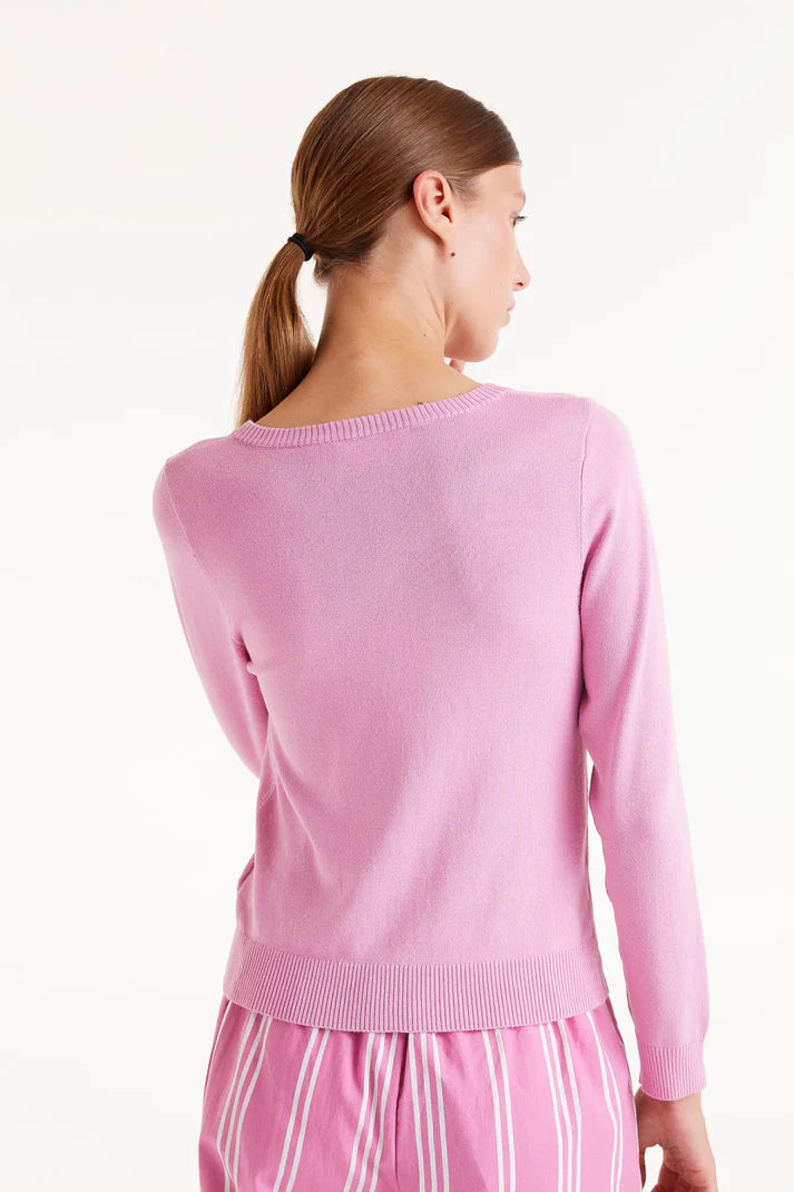 Fine Knit Cardigan - Pink
