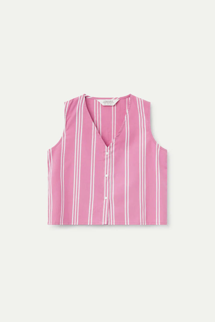 Pink Striped Print Top
