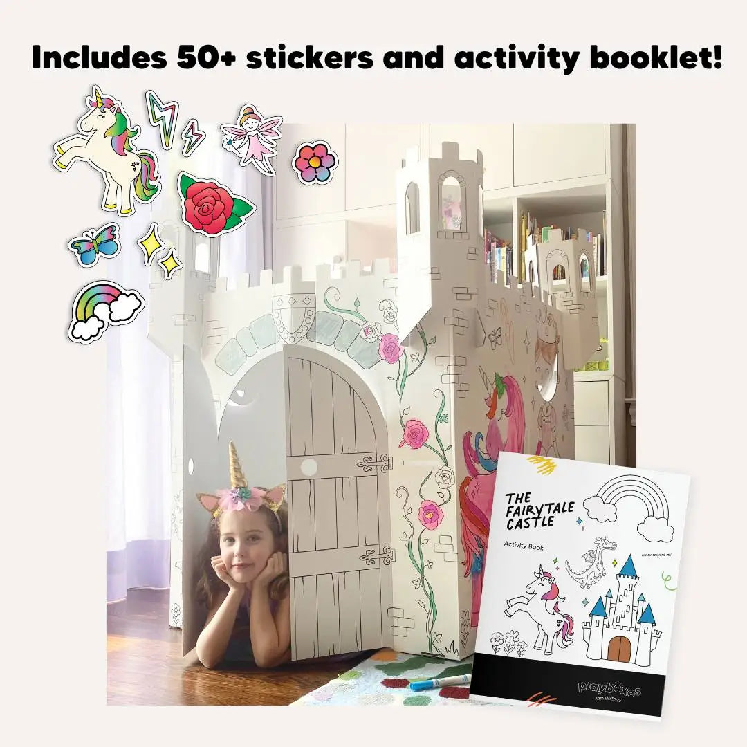Fairy Tale Castle Coloring Cardboard Playhouse Toy For Kids