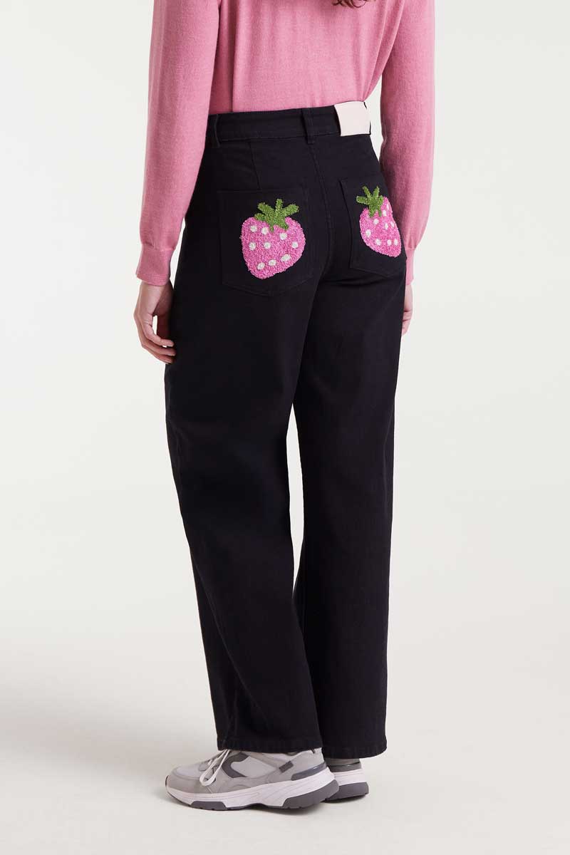 Strawberry Patch Pocket Black Denim