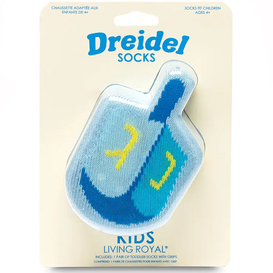 3D Packaged Crew Socks - Hanukkah - Dreidel - Blue